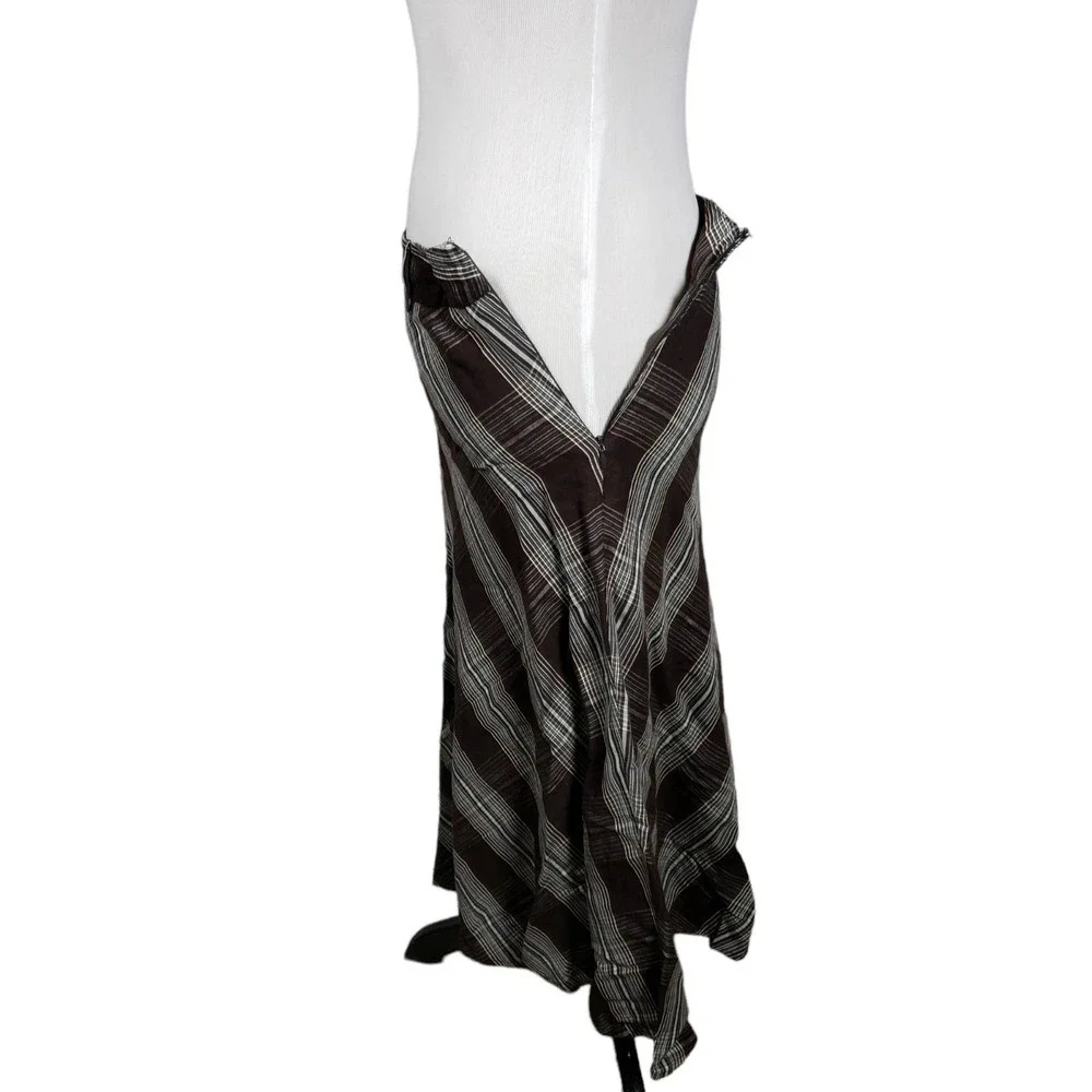 Jones Wear Studio Women's size 14 Rayon Linen Brown Blue & White Skirt